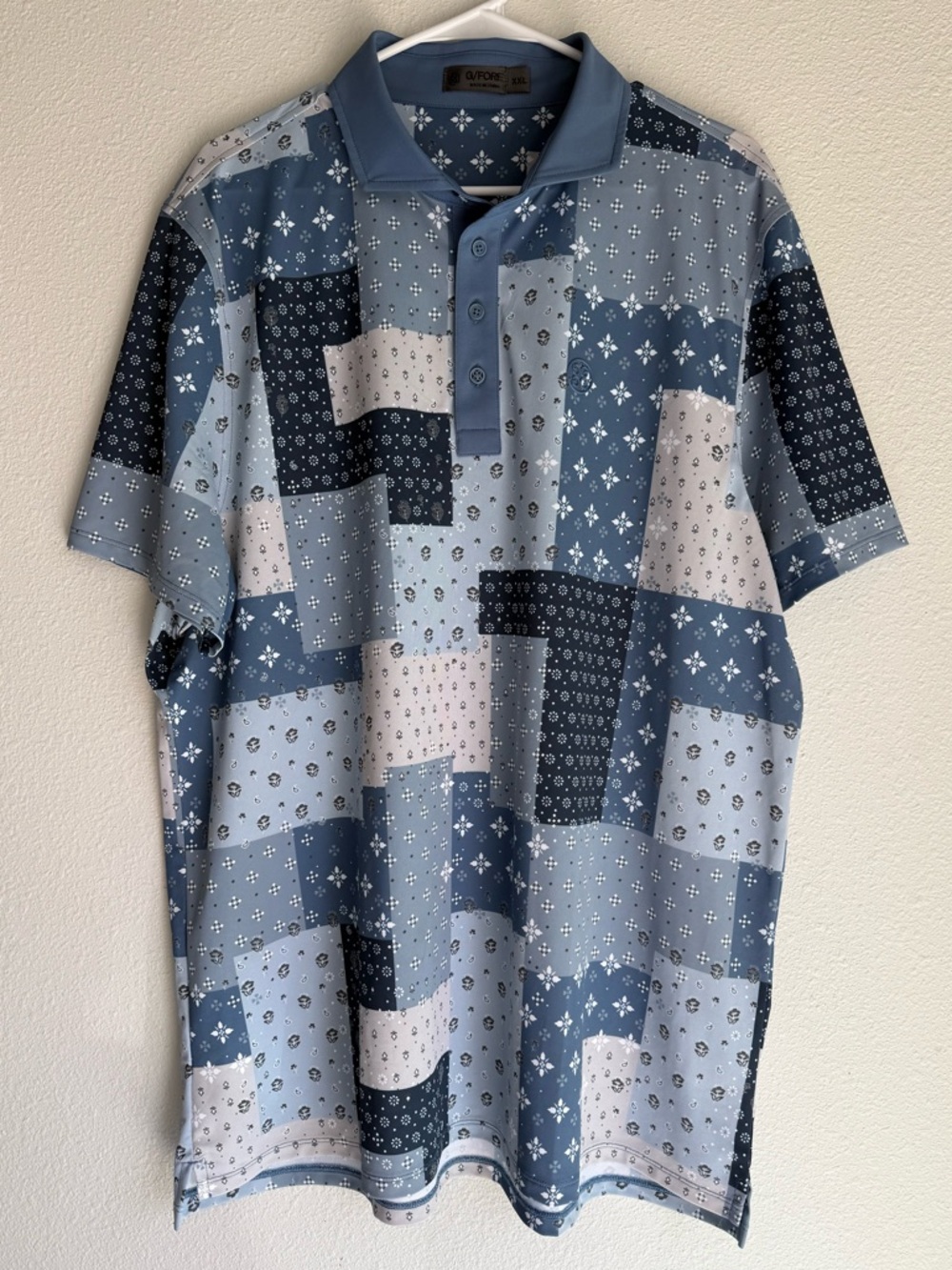 G/Fore Polo Shirt Blue Patchwork Bandana XXL